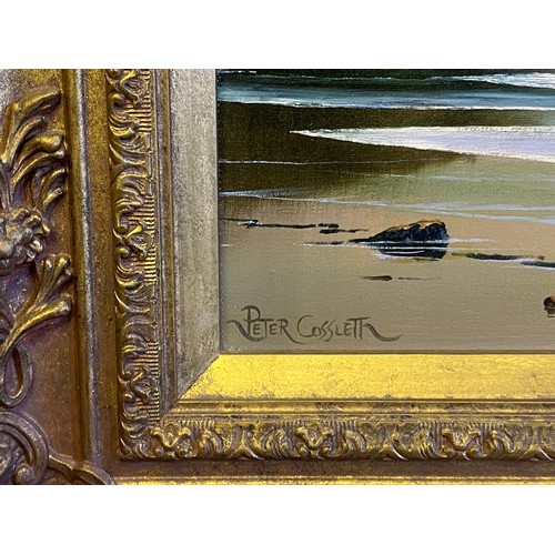 642 - Peter Cosslett oil on canvas, Golden sunset. approx 39cms x 30cms in gilt frame