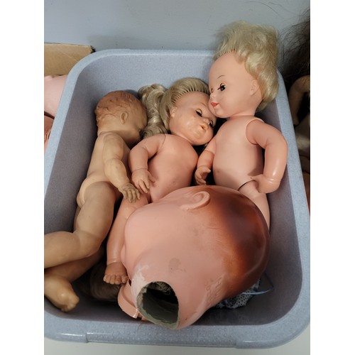 558 - Box of assorted dolls and doll parts