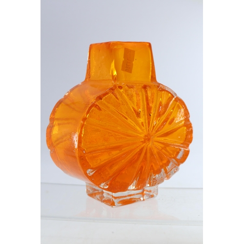 133 - Whitefriars sunburst tangerine vase approx. 15cm high