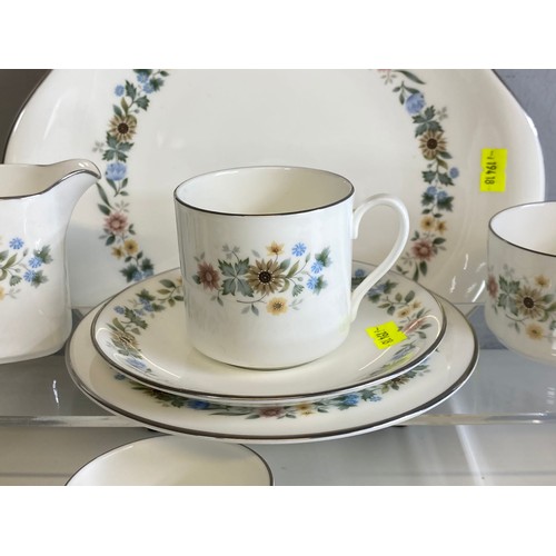 297 - Royal doulton pastorale, 6x coffee cups and saucers, 6x plates a cake plate and a cream and sugar bo... 