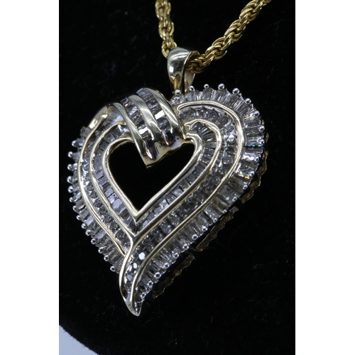 55 - 925 marked chain with heart pendant set with diamond stones (total weight approx. 10.4g)