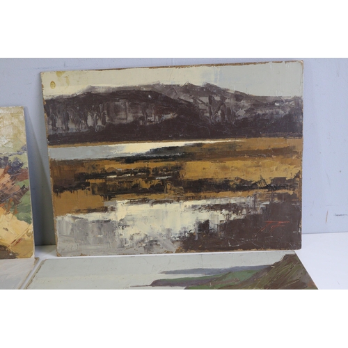 237 - Four James Fry impressionist oil on board paintings, smallest measures approx.  35.5cm x 25.5cm, oth... 