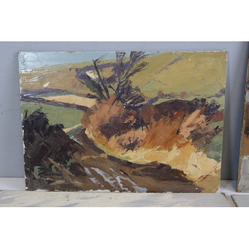 237 - Four James Fry impressionist oil on board paintings, smallest measures approx.  35.5cm x 25.5cm, oth... 