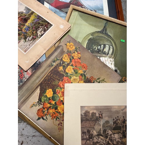 65 - A selection of framed and glazed prints, some unframed