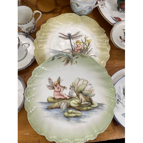 160 - A collection of assorted ceramics including; Two Limoges fairy plates, Wade pig, Wedgwood etc.. (cra... 