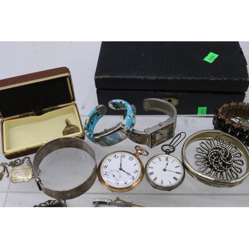 121 - Quantity of assorted costume and other jewellery including a rolled gold pocket watch