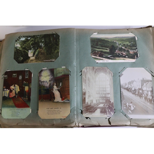 187 - Family postcard collection consisting of approx. 9 albums of mainly greetings topo including many RP... 