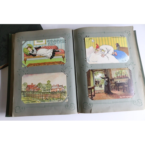 187 - Family postcard collection consisting of approx. 9 albums of mainly greetings topo including many RP... 