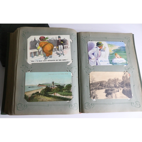 187 - Family postcard collection consisting of approx. 9 albums of mainly greetings topo including many RP... 