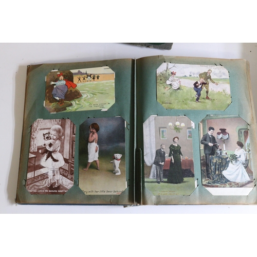 187 - Family postcard collection consisting of approx. 9 albums of mainly greetings topo including many RP... 