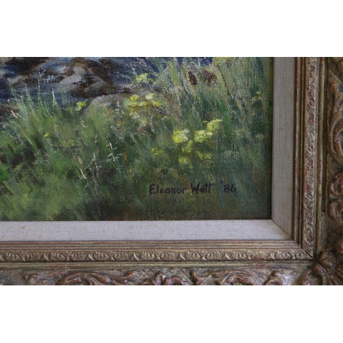 268 - A framed oil on canvas signed Eleanor Watt, measures approx. 49cm x 39cm in gilt frame depicting chi... 