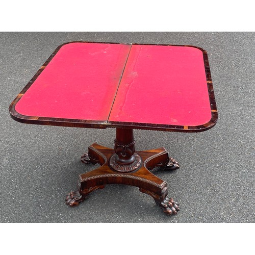 309 - Antique rosewood fold over card table