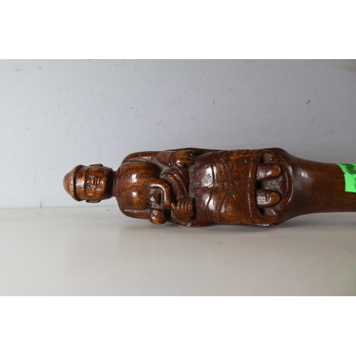 357 - Wooden carved carved figural walking stick