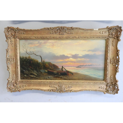 400 - Frank Rawlings Offer, two signed oil paintings on canvase depicting coastal scenes both framed (exam... 