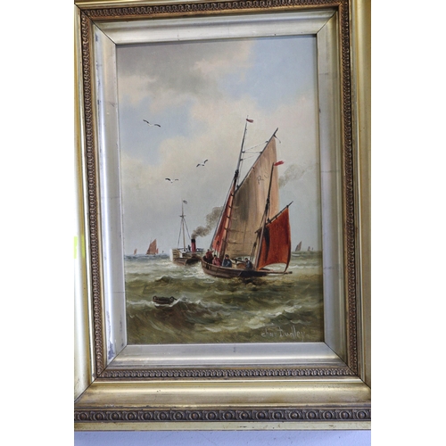 492 - Two gilt framed Chas. Dudley oil on canvas of Marine scenes