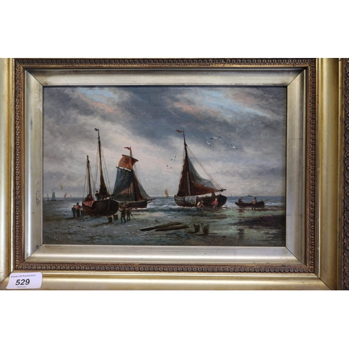 492 - Two gilt framed Chas. Dudley oil on canvas of Marine scenes