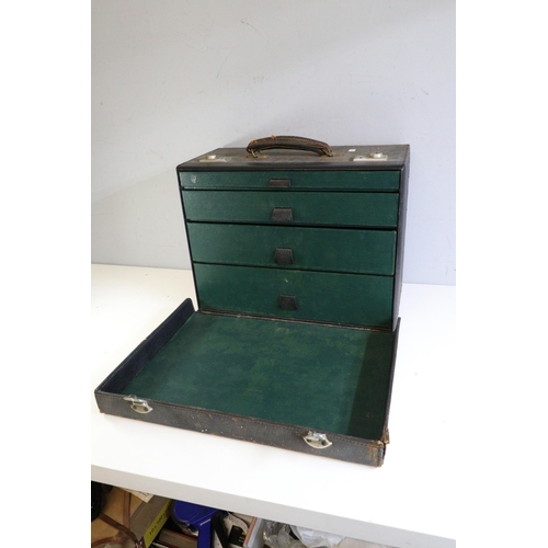 544 - Portable leather case with rexine drawers