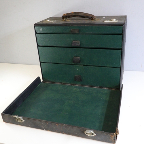 544 - Portable leather case with rexine drawers