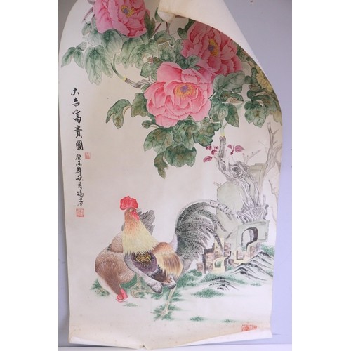 379 - A large quantity of Oriental scroll watercolours/paintings