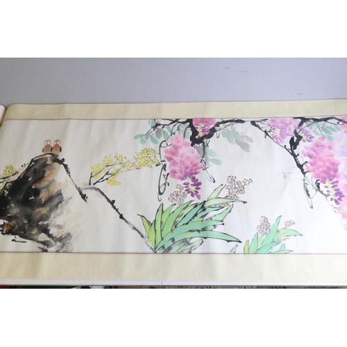 379 - A large quantity of Oriental scroll watercolours/paintings