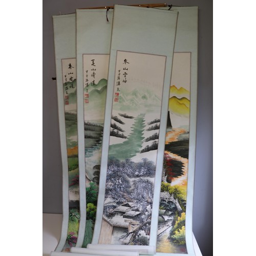 379 - A large quantity of Oriental scroll watercolours/paintings