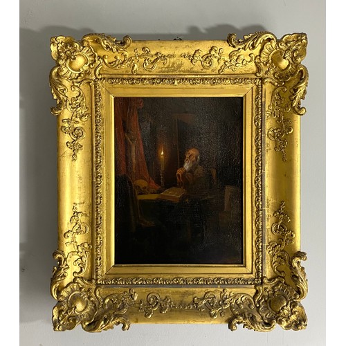 265 - A 19th Century Oil on panel depicting a man praying together with another Oil on canvas depicting a ... 