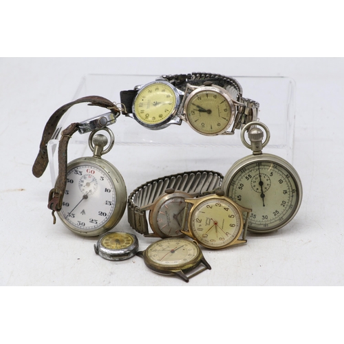 41 - War department vintage stopwatch another stopwatch and a selection of vintage wristwatches