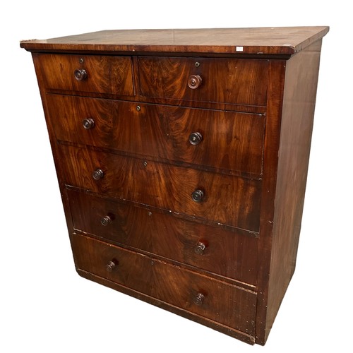 53 - Two over four mahogany chest of drawers measurimg 118cm W x 60cm D x 128cm H