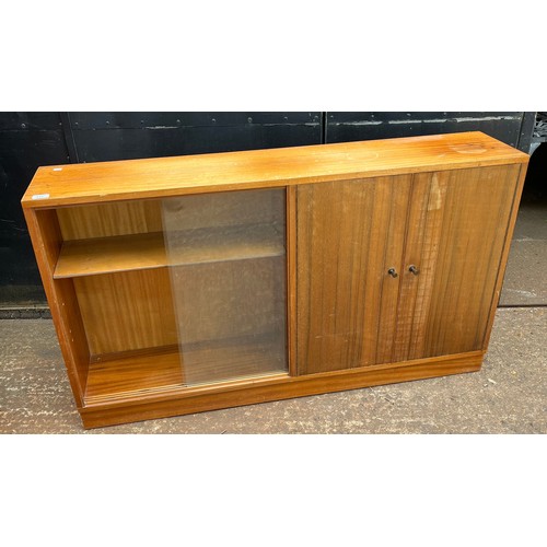 57 - A display cabinet (measures approx. W81cm x H125cm x D38cm) together with a mid-century bureau (meas... 