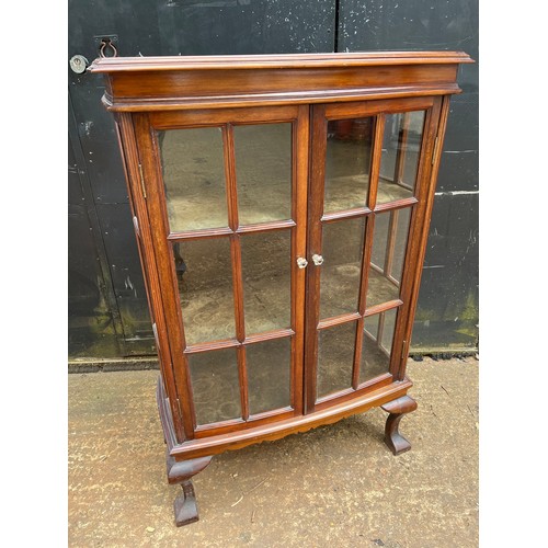 57 - A display cabinet (measures approx. W81cm x H125cm x D38cm) together with a mid-century bureau (meas... 