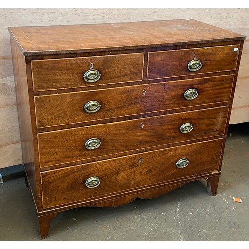 72 - 19th century mahogany two over three chest of drawers.