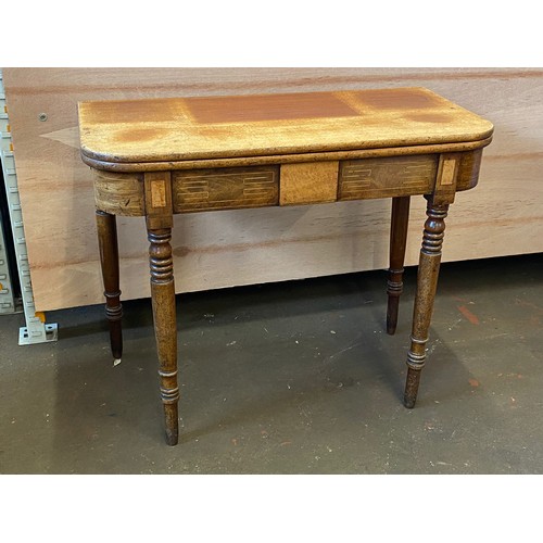 77 - Antique fold over tea table in state of disrepair.