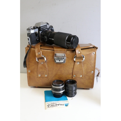 91 - Praktica s 35mm super TL slr camera with Sigma Zoom F=120-300mm, Carl Zeiss Jena pancolar 1.8/50 and... 