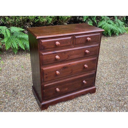 99 - Stained pine two over three contemporary chest of drawers.