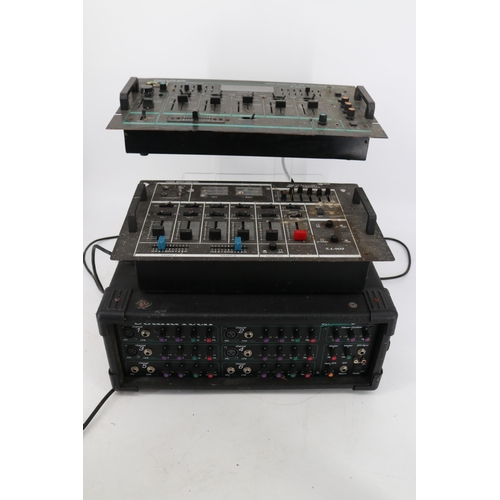 157 - A Soundtech QuickMix 6 amplifier with a Maplin SA-909 mixer and a Genexxa Pre mix Equalizer Mixer. U... 