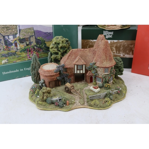 197 - Quantity of boxed Lilliput Lane to include Petticoat Cottage, Pussy Willow, Otter Reach, The Dovecot... 