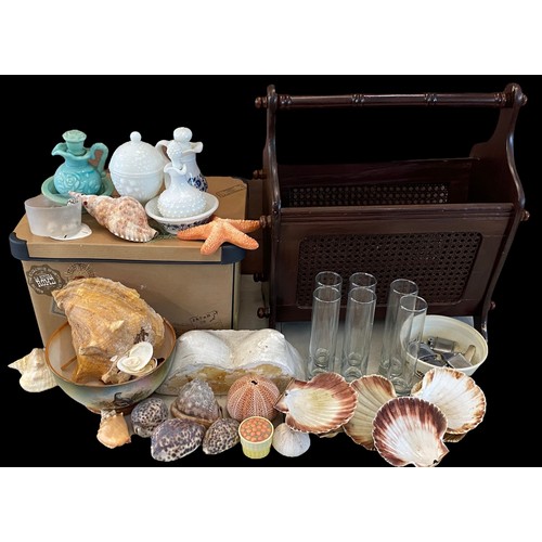 307 - A selection of assorted sundries to include shells, avon bottles together with a selection of garden... 