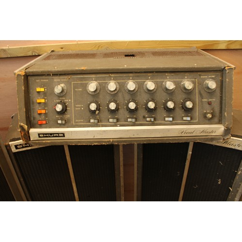 15 - Vintage 'portable' Shure vocal master PA system dating from the 60's, large speaker cabinets have pu... 