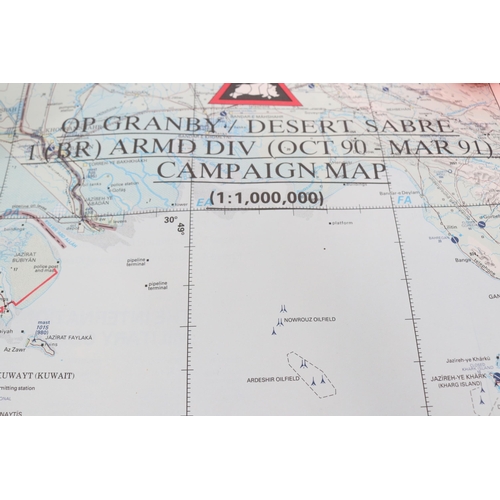 161b - A Campaign Presentation map of Desert Sabre, 90-91 together with an RAF (type) silk map of Europe.