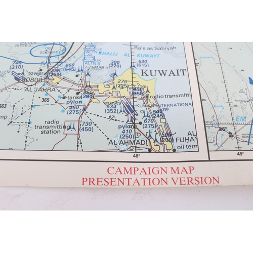 161b - A Campaign Presentation map of Desert Sabre, 90-91 together with an RAF (type) silk map of Europe.