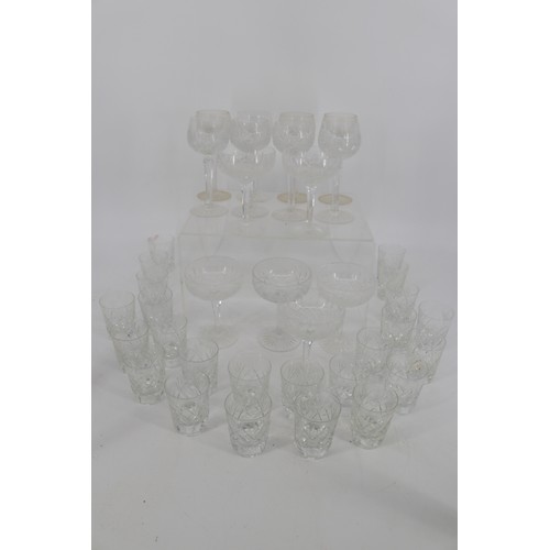 85a - A selection  of cut glass including 8 Hock glasses, 6 Champagne saucers, 24 small tumblers. Inspect.