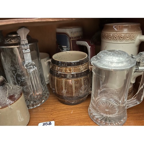 85b - A collection of beer tankards, Steins and bar ornaments.