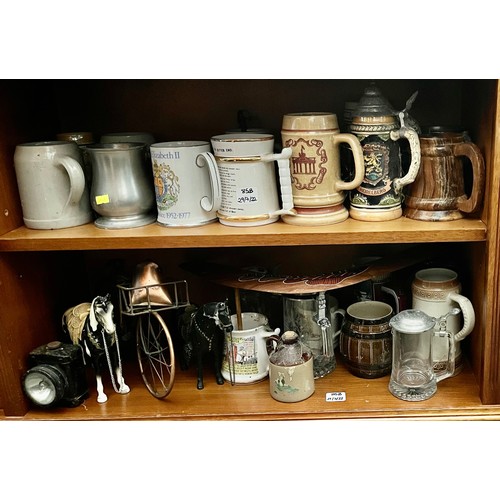 85b - A collection of beer tankards, Steins and bar ornaments.