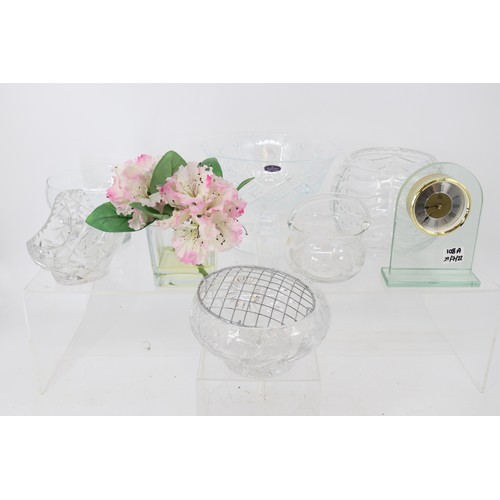 108a - Selection of glassware to include glass clock, Royal Doulton crystal bowl etc