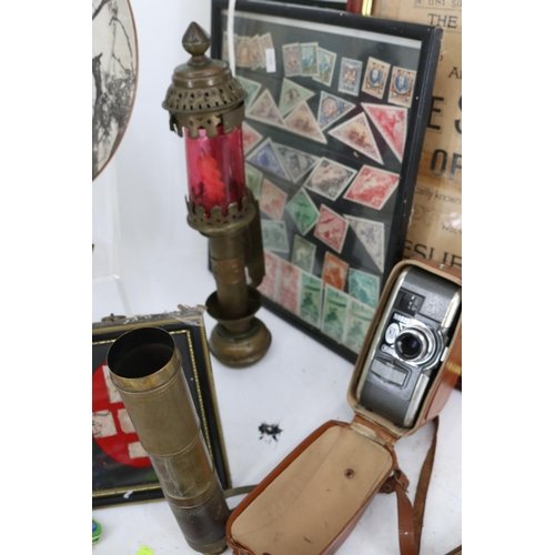 53a - A selection of collectors items to include vintage christmas decorations, stamps, Super 8 Noris came... 