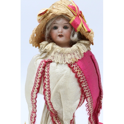 298 - simon Halbig porcelain headed marotte musical doll, examine