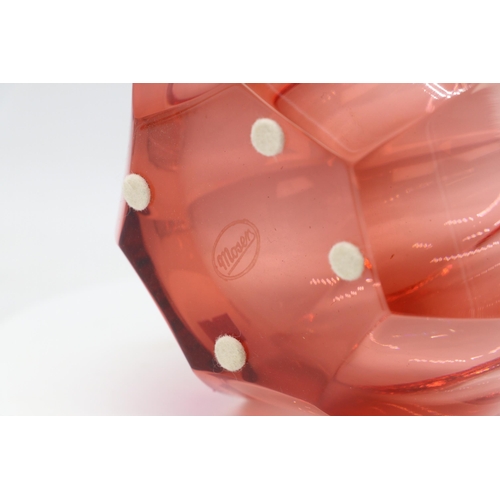 358 - Mosers cranberry / pink art glass vase. Approx 6