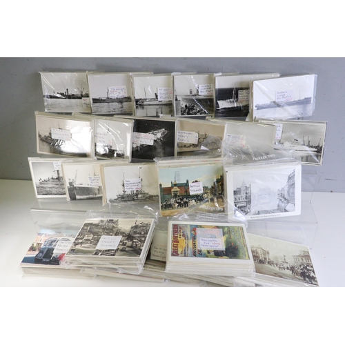 377 - Quantity of assorted black and white shipping and steam photos postcards, photos, all sorts (Approx.... 