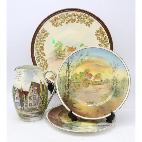 535 - Royal Doulton Old English Inn's charger D6072, Royal Doulton cottage decorated bowls, plates  and Ro... 