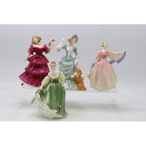 556 - Four Royal Doulton figurines to include Gay Morning HN2135, Jennifer HN3477, Fair Lady HN2193 and Lo... 